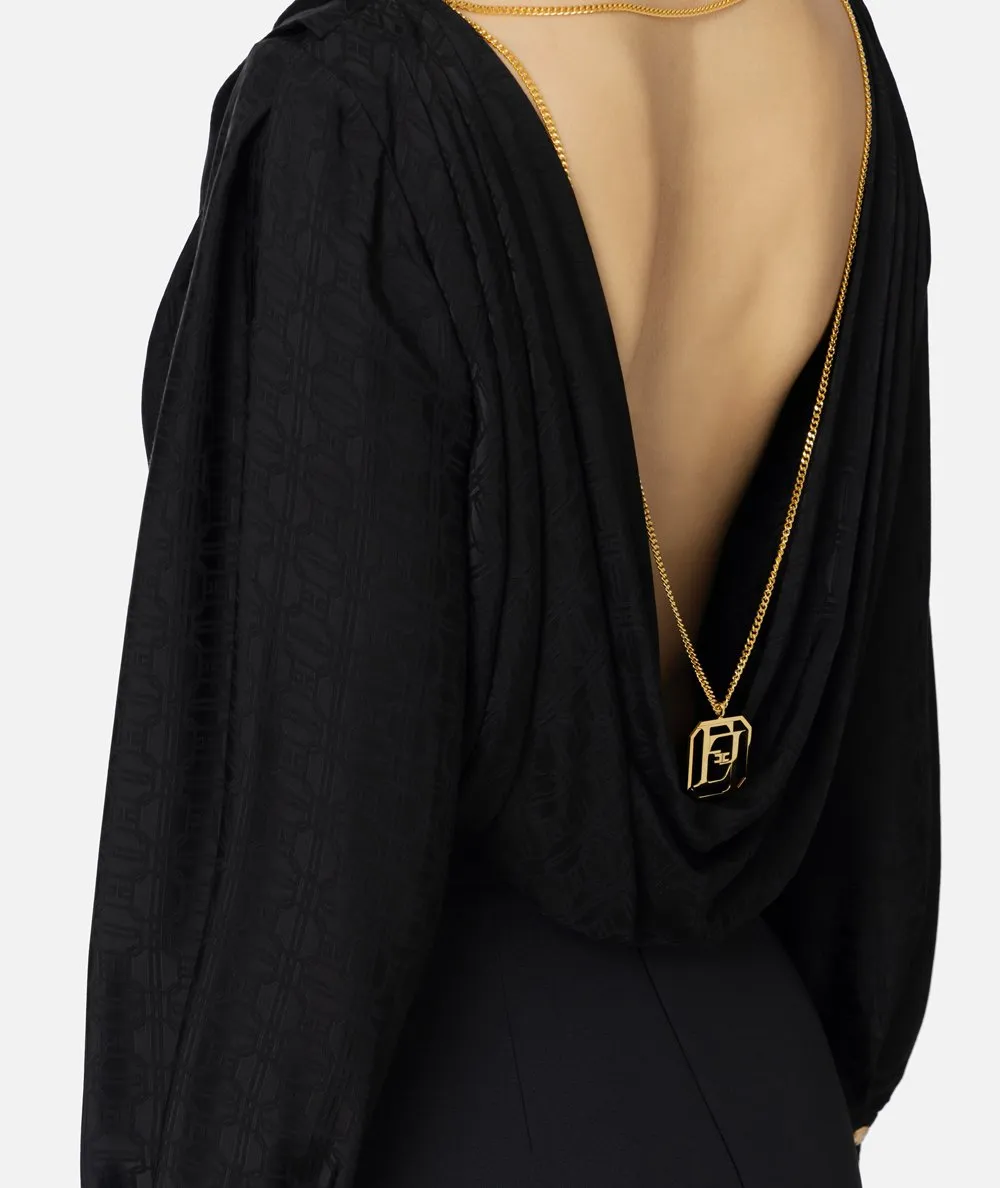 ELISABETTA FRANCHI--Camicia body in raso jacquard con collana