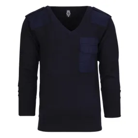 Pullover a maniche lunghe collo a V blu
